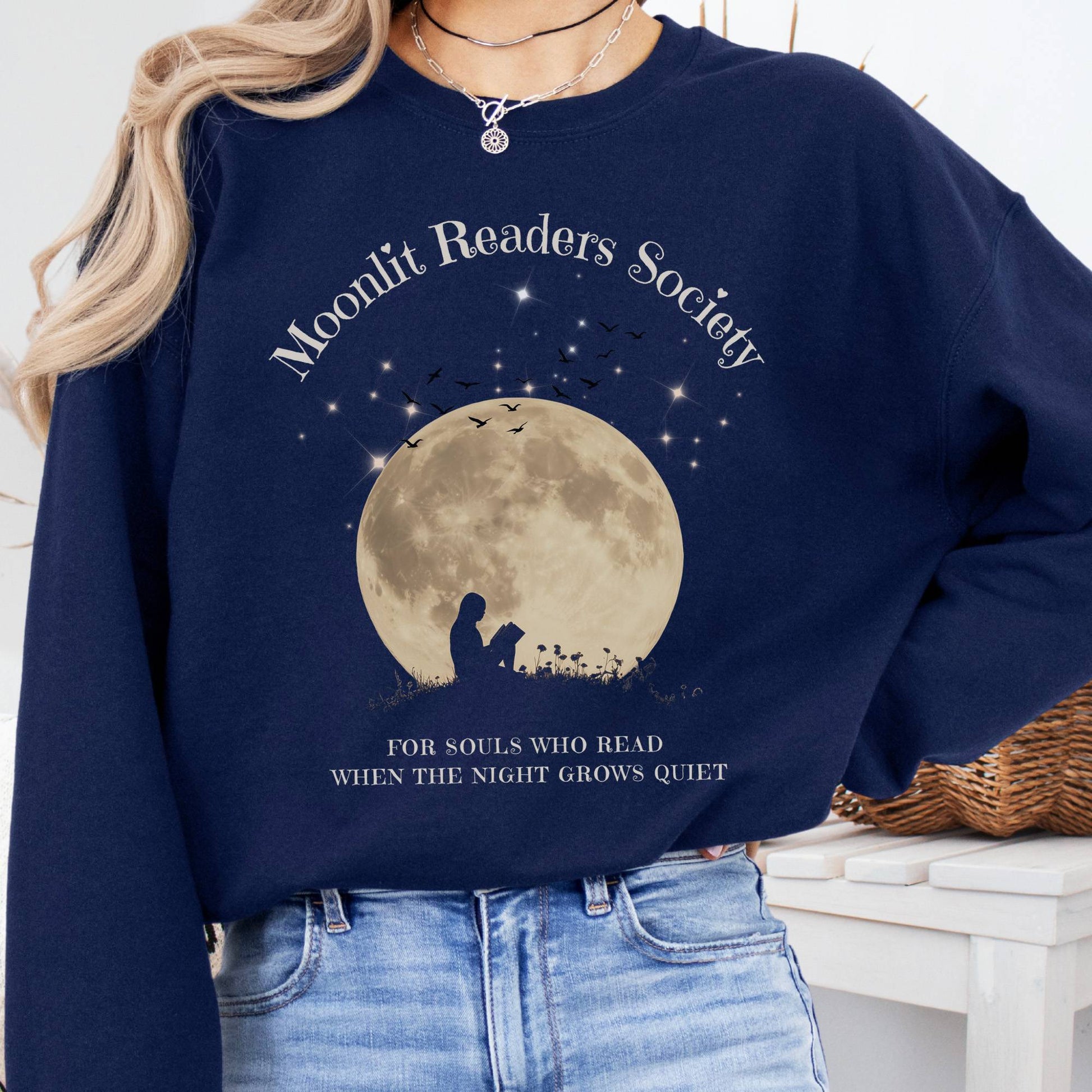 Sweatshirt Navy / S Moonlit Readers Society Sweatshirt The Mystic Eden