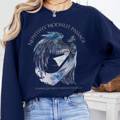 Sweatshirt Navy / S Nephthys' Moonlit Passage Egyptian Mythology Sweatshirt The Mystic Eden