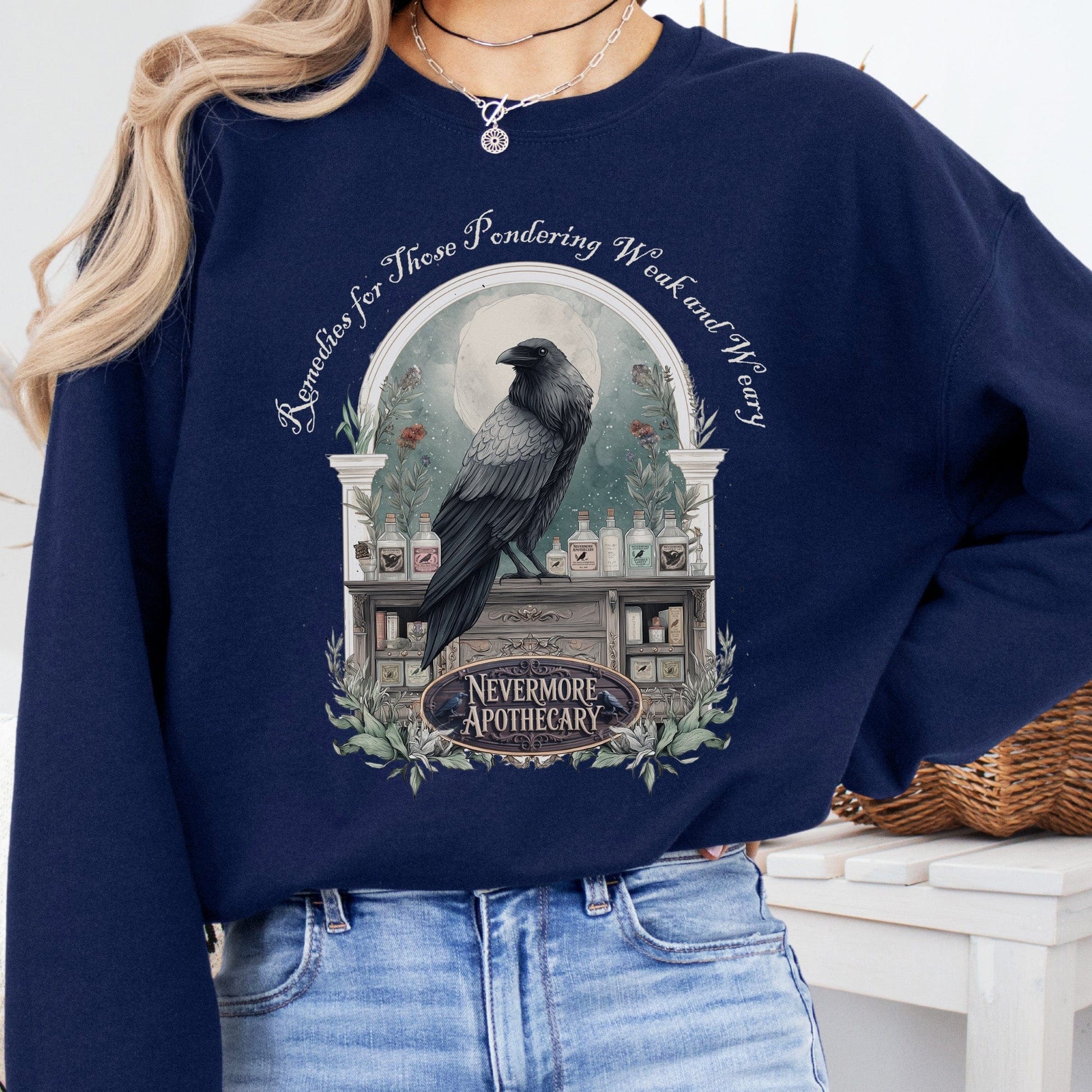 Sweatshirt Navy / S Nevermore Apothecary Edgar Allan Poe Sweatshirt The Mystic Eden
