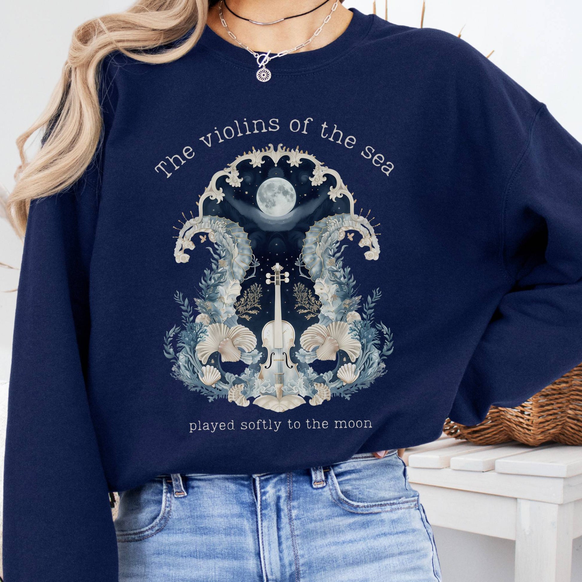 Sweatshirt Navy / S The Violins of the Sea Played Softly to the Moon Sweatshirt The Mystic Eden