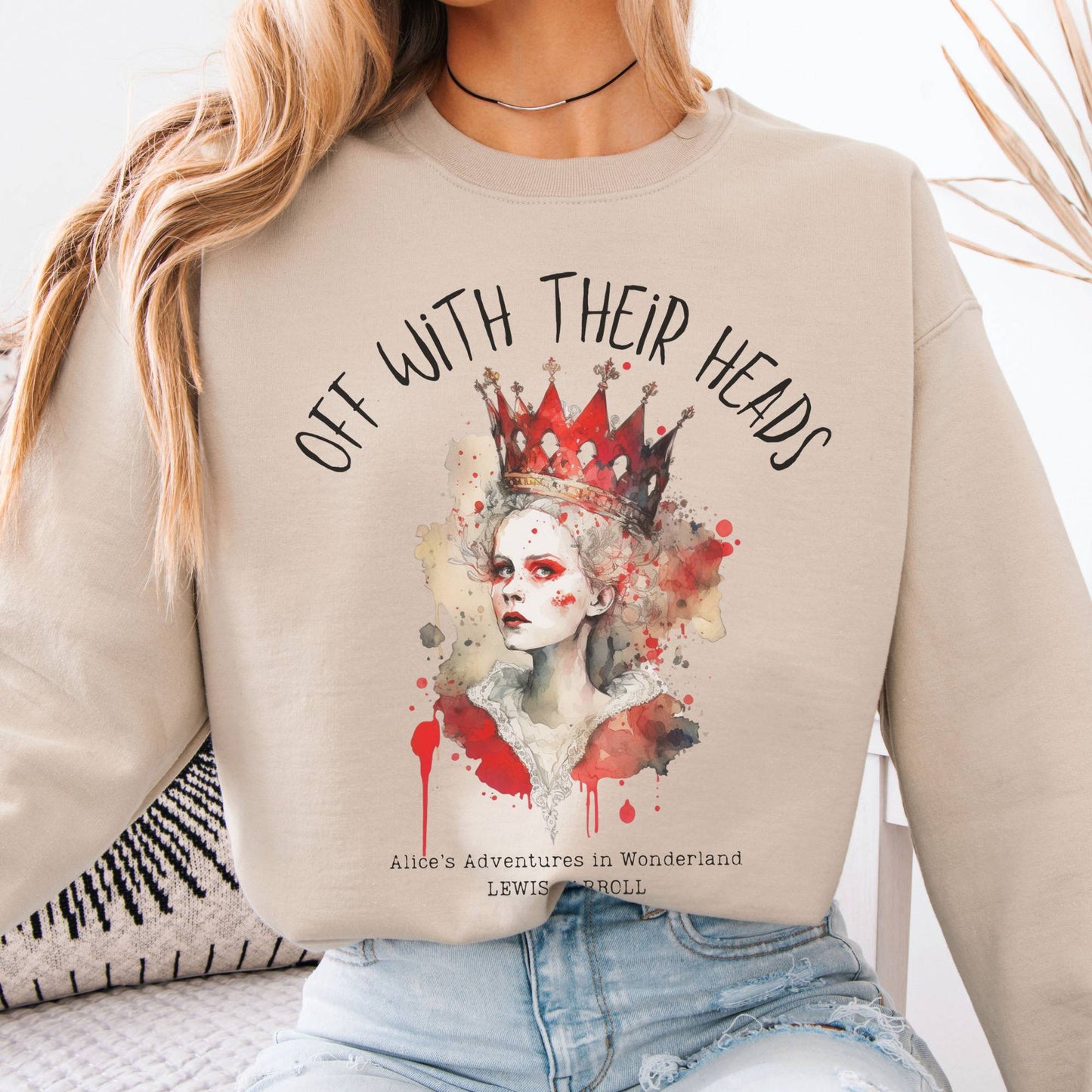Sweatshirt Off With Their Heads Lewis Carroll's Queen of Hearts Sweatshirt The Mystic Eden