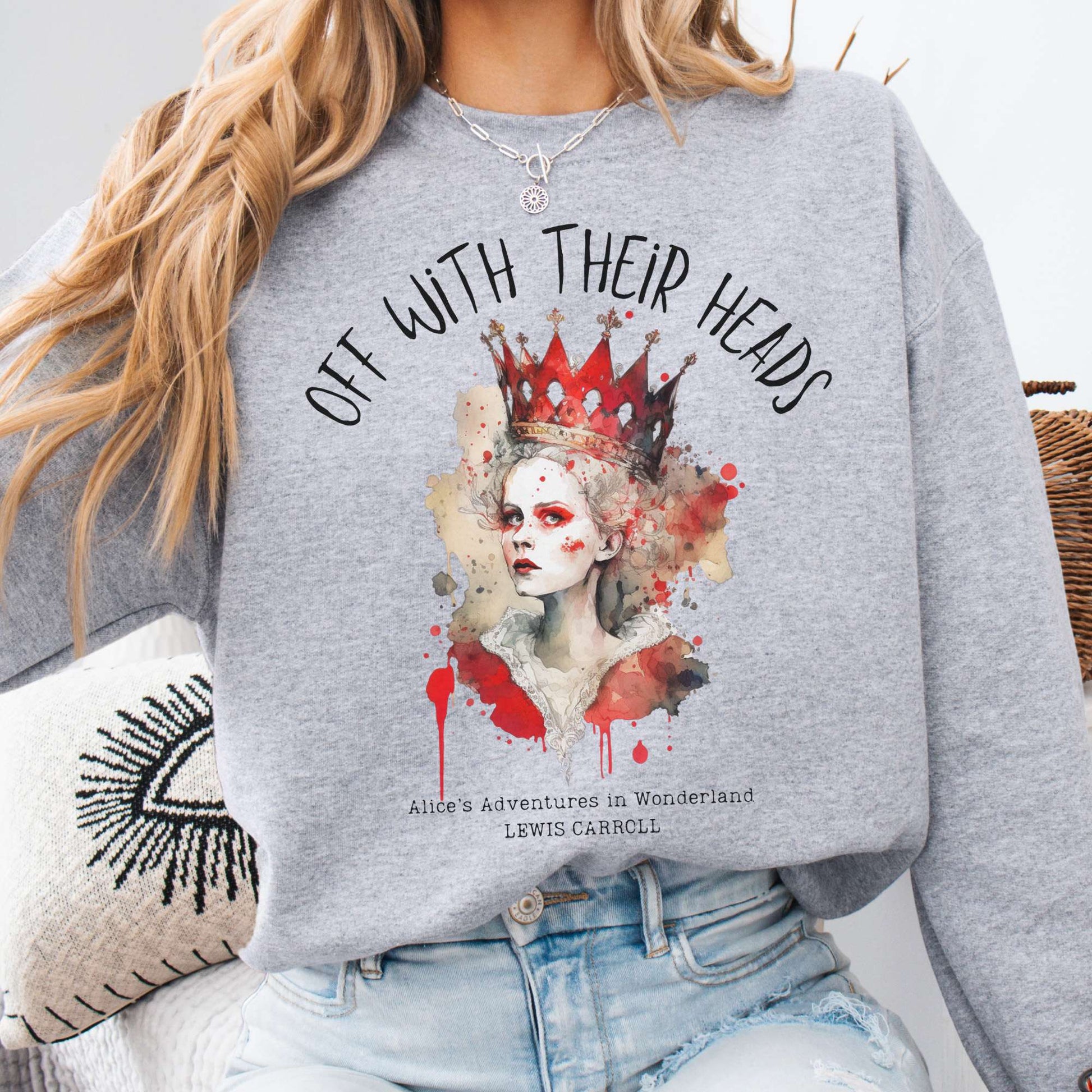 Sweatshirt Off With Their Heads Lewis Carroll's Queen of Hearts Sweatshirt The Mystic Eden