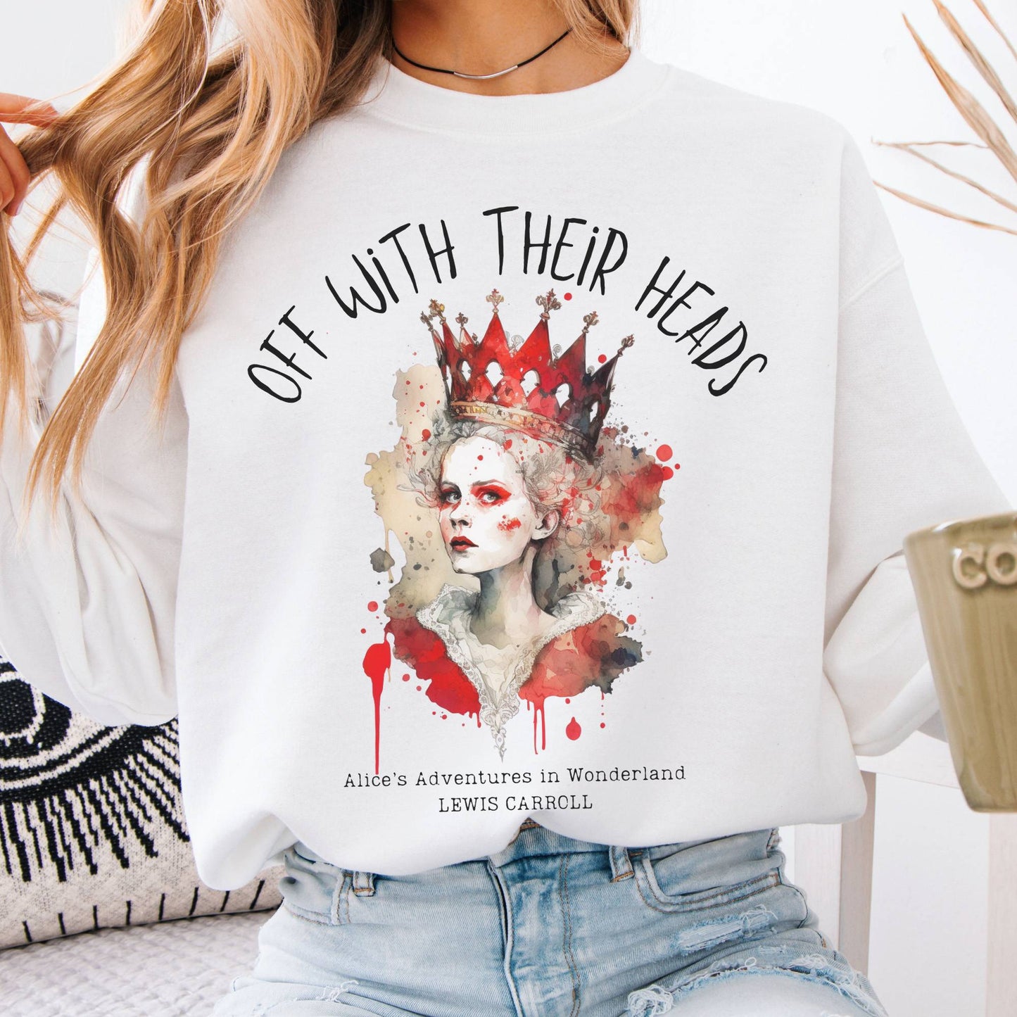 Sweatshirt Off With Their Heads Lewis Carroll's Queen of Hearts Sweatshirt The Mystic Eden