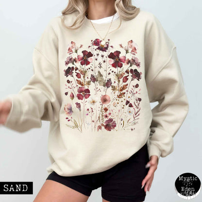 Sweatshirt Pressed flowers cottagecore sweatshirt The Mystic Eden
