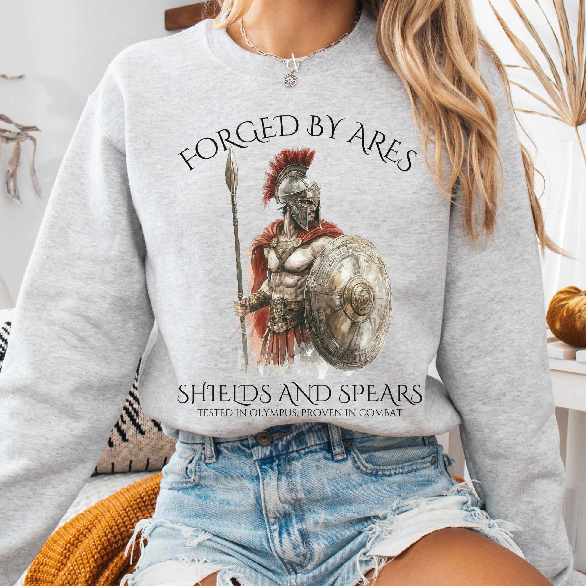 Sweatshirt S / Ash Forged by Ares Shields and Spears Sweatshirt The Mystic Eden