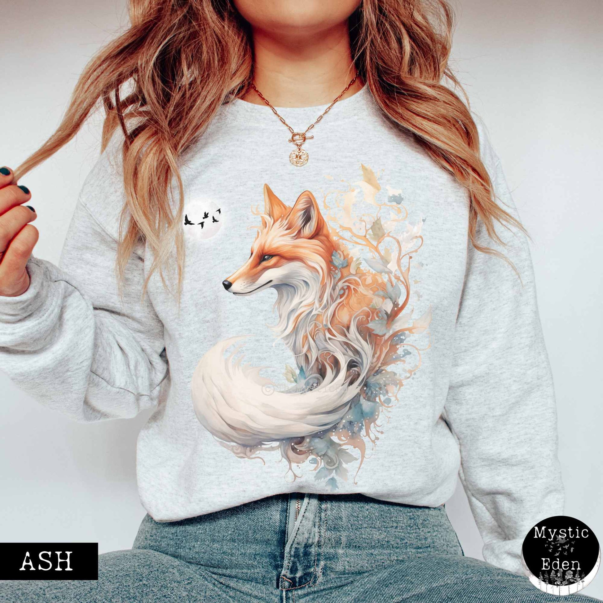 Sweatshirt S / Ash Witchy fox sweatshirt cottagecore mystical sweatshirt The Mystic Eden