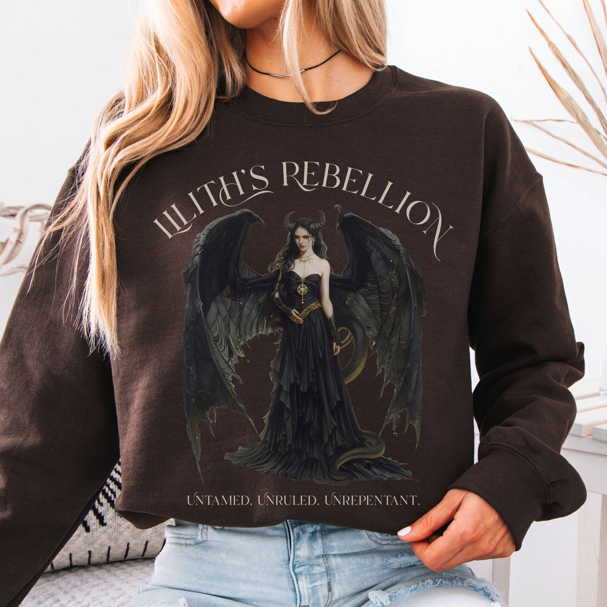 Sweatshirt S / Dark Chocolate Lilith's Rebellion Sweatshirt – Dark Divine Feminine Tee The Mystic Eden