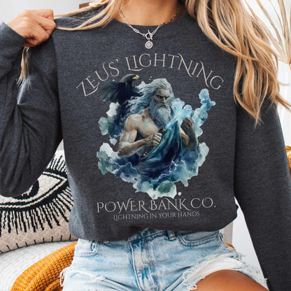 Sweatshirt S / Dark Heather Zeus' Lightning Power Bank Co. Sweatshirt The Mystic Eden