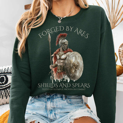 Sweatshirt S / Forest Green Forged by Ares Shields and Spears Sweatshirt The Mystic Eden