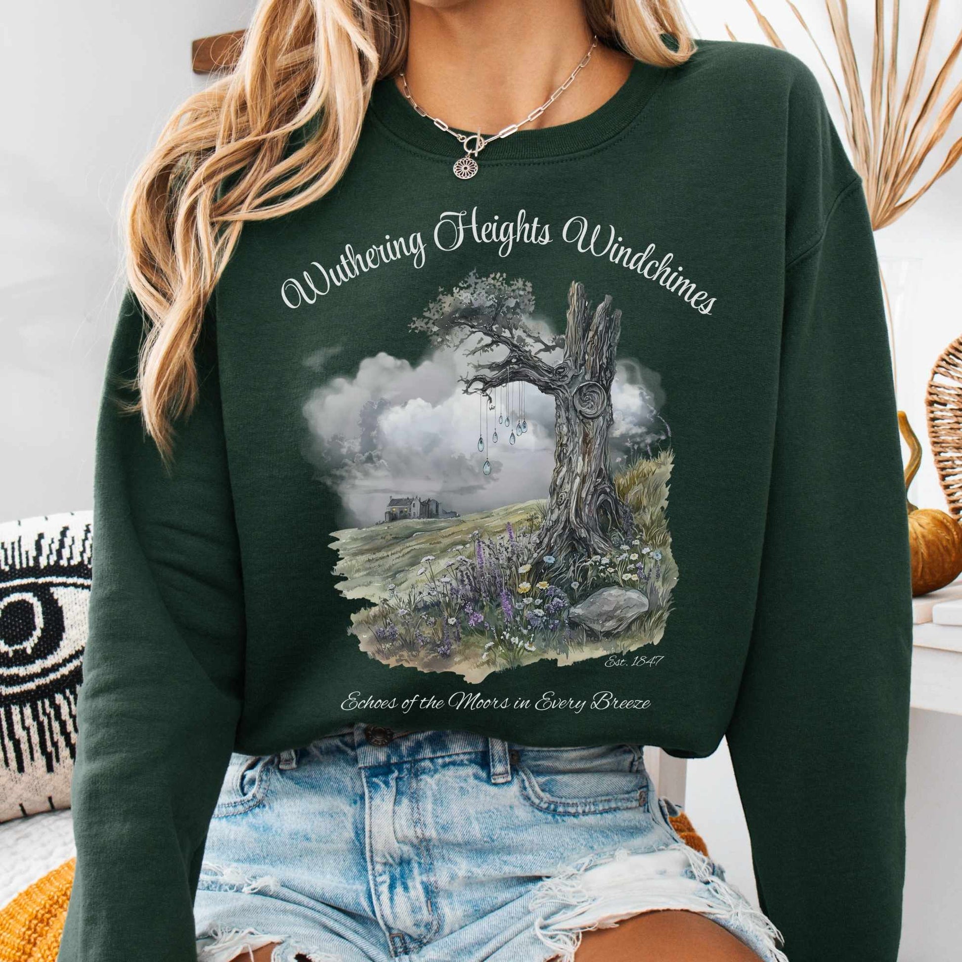 Sweatshirt S / Forest Green Wuthering Heights Windchimes Brontë Sweatshirt The Mystic Eden