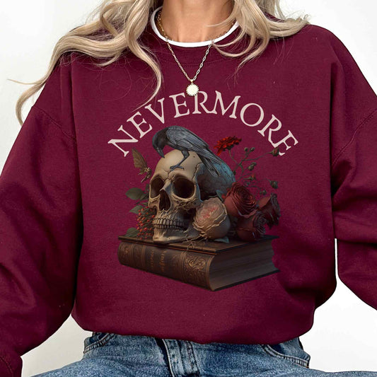 Sweatshirt S / Maroon Edgar Allan Poe Nevermore Sweatshirt The Mystic Eden