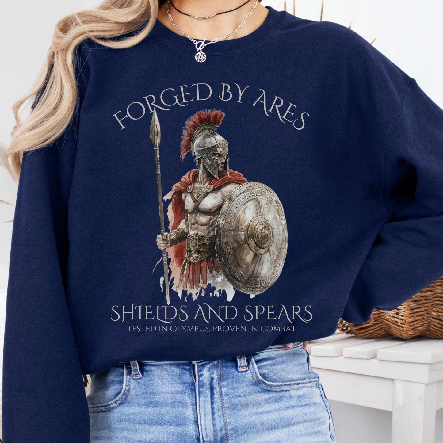 Sweatshirt S / Navy Forged by Ares Shields and Spears Sweatshirt The Mystic Eden
