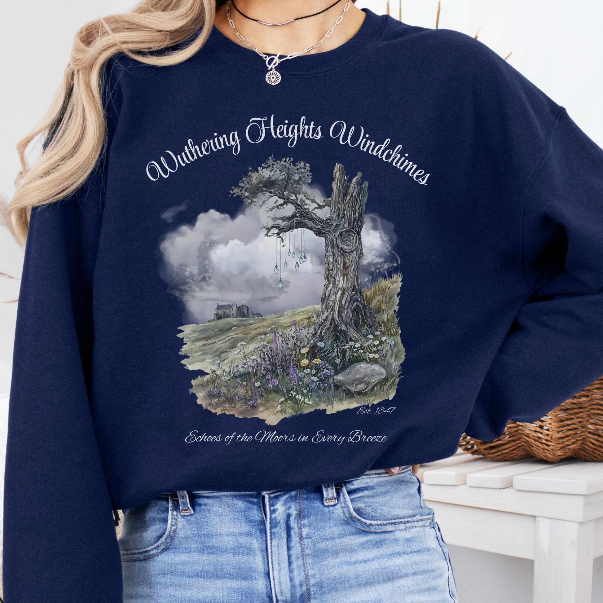 Sweatshirt S / Navy Wuthering Heights Windchimes Brontë Sweatshirt The Mystic Eden