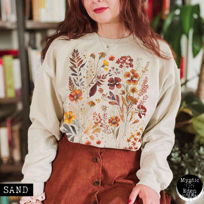 Sweatshirt S / Sand Fall aesthetic cottagecore wildflower sweatshirt The Mystic Eden