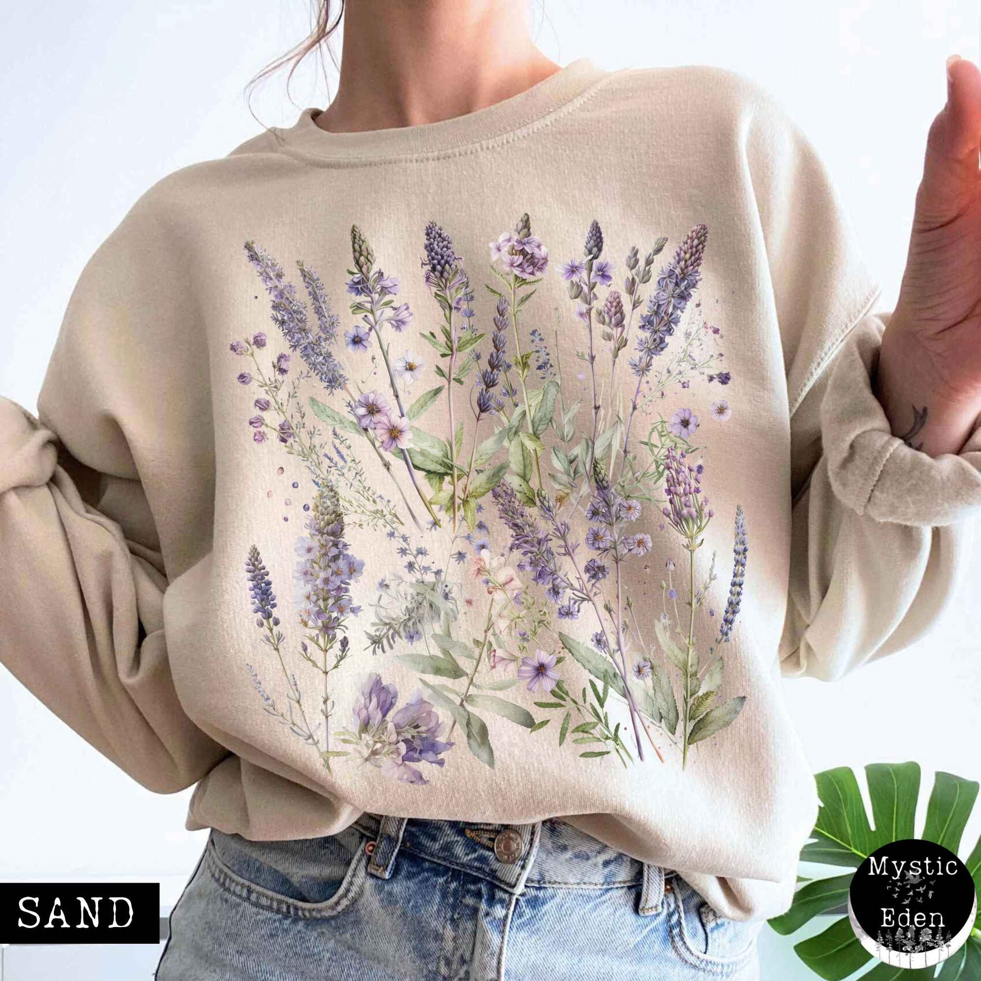 Sweatshirt S / Sand Lavender Spring Cottagecore Sweatshirt The Mystic Eden