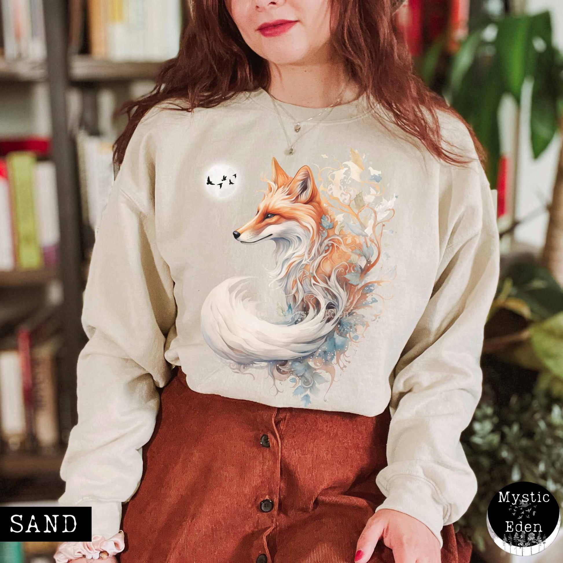 Sweatshirt S / Sand Witchy fox sweatshirt cottagecore mystical sweatshirt The Mystic Eden