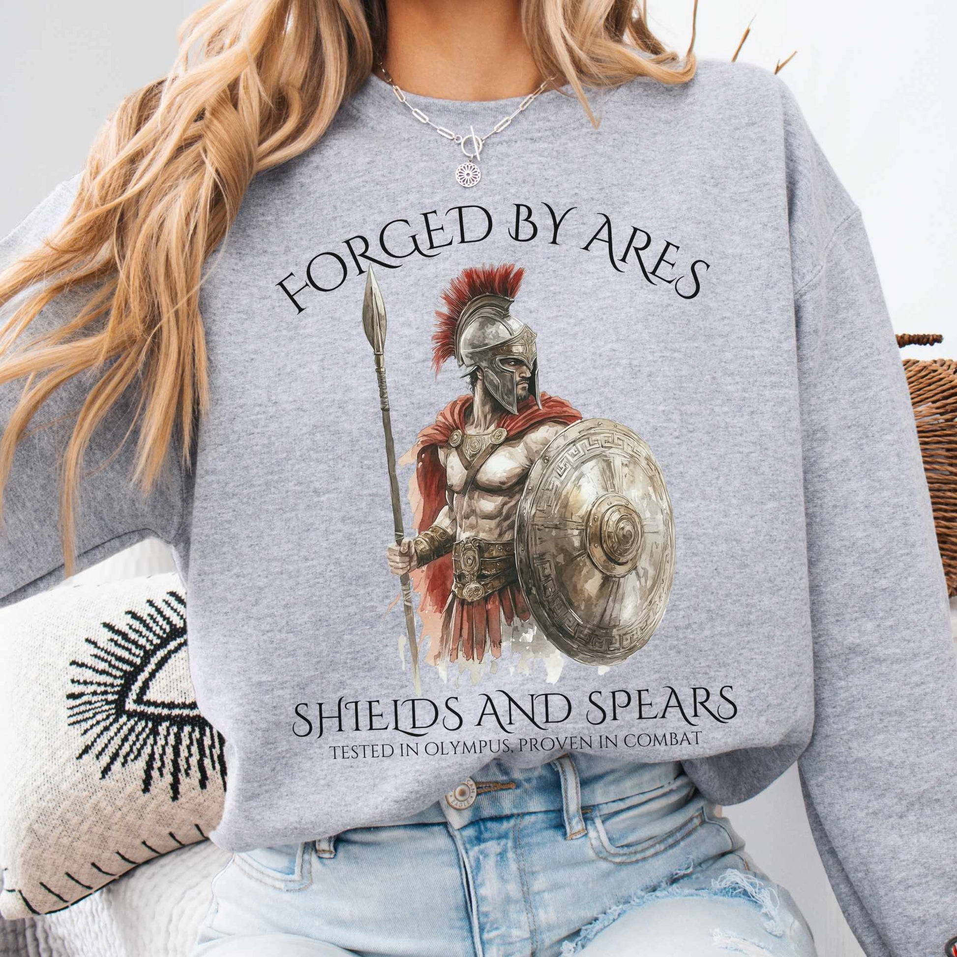 Sweatshirt S / Sport Grey Forged by Ares Shields and Spears Sweatshirt The Mystic Eden
