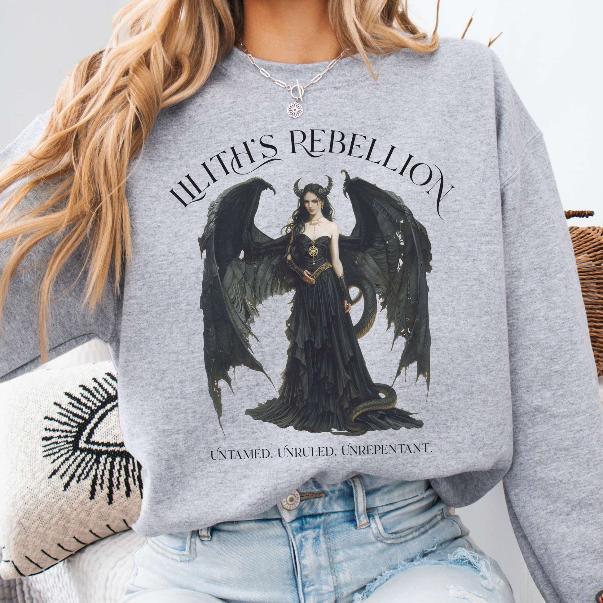 Sweatshirt S / Sport Grey Lilith's Rebellion Sweatshirt – Dark Divine Feminine Tee The Mystic Eden
