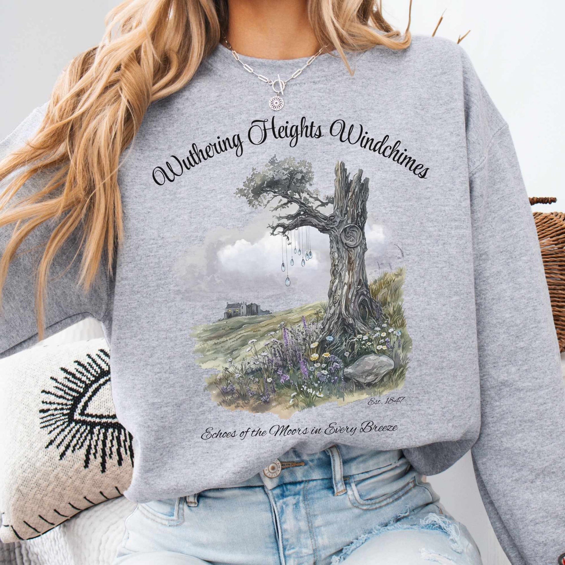 Sweatshirt S / Sport Grey Wuthering Heights Windchimes Brontë Sweatshirt The Mystic Eden