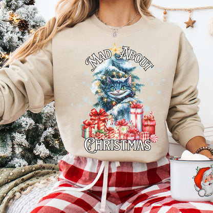Sweatshirt Sand / S Cheshire Cat Mad About Christmas Sweatshirt The Mystic Eden