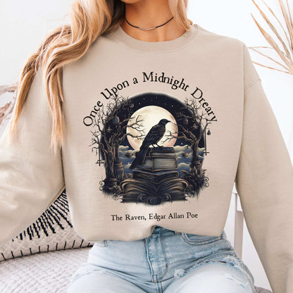 Sweatshirt Sand / S Edgar Allan Poe Sweatshirt - Once upon a midnight dreary The Mystic Eden