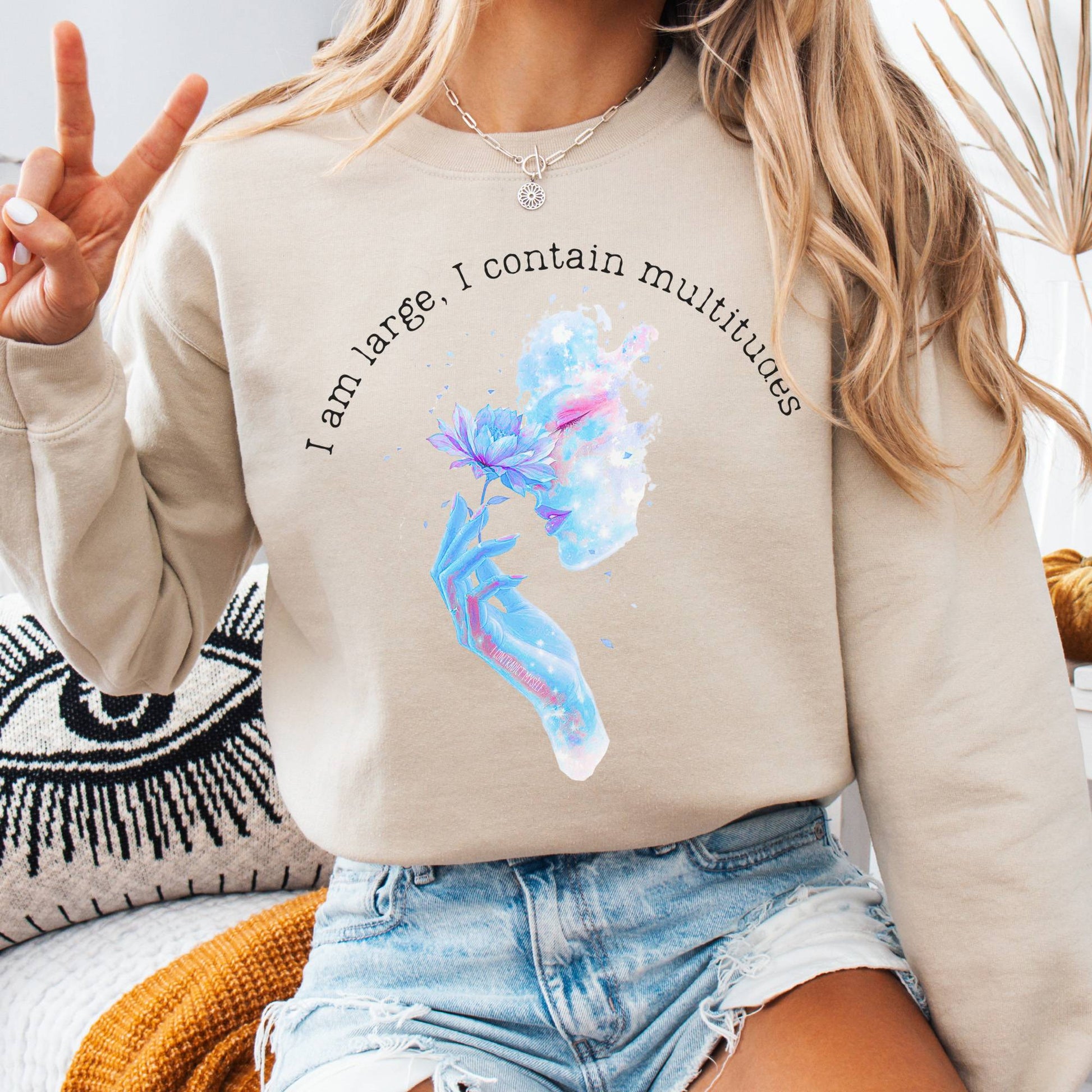 Sweatshirt Sand / S I Contain Multitudes Walt Whitman Sweatshirt The Mystic Eden