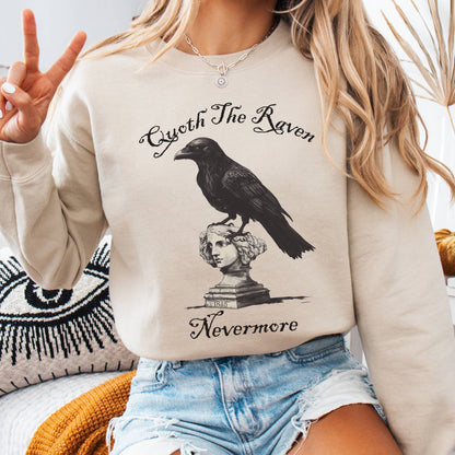 Sweatshirt Sand / S Quoth the Raven Nevermore Poe Sweatshirt The Mystic Eden