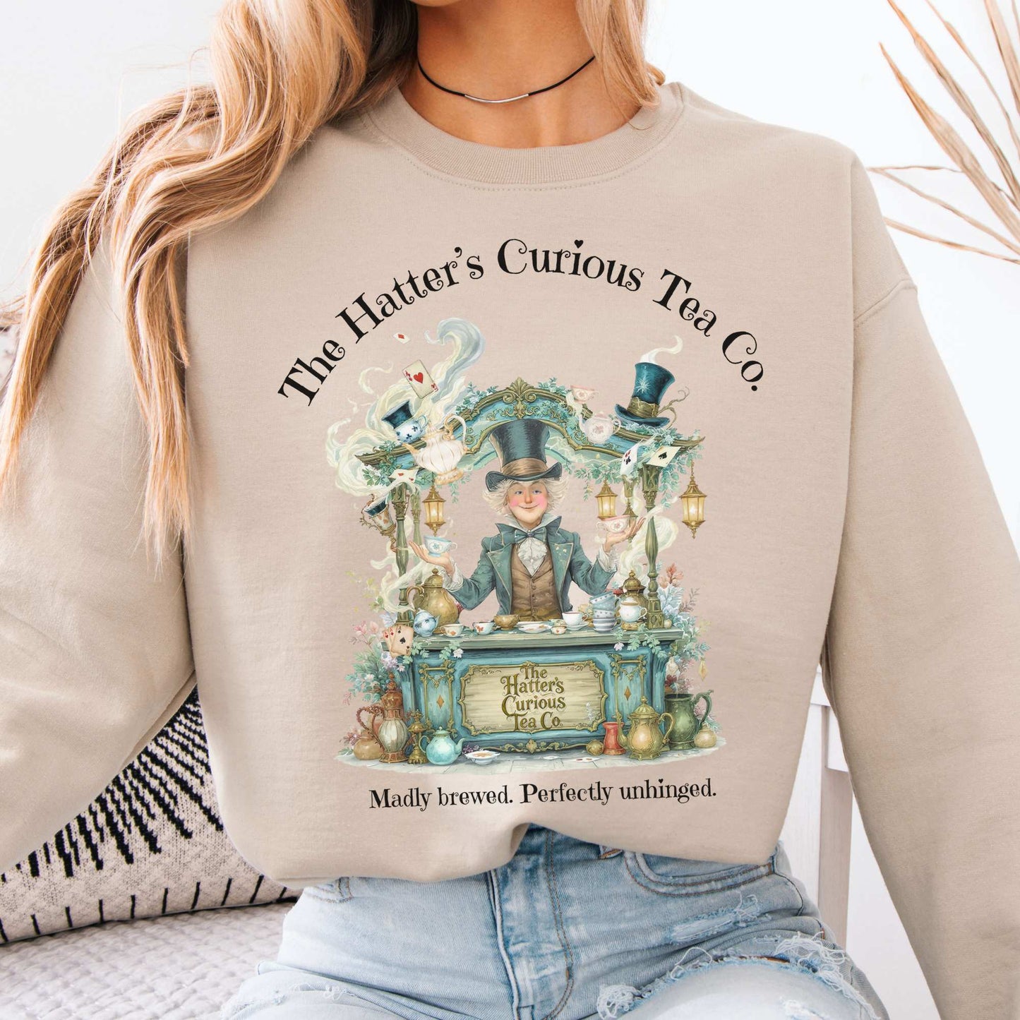 Sweatshirt Sand / S The Hatters Curious Tea Co Sweatshirt The Mystic Eden