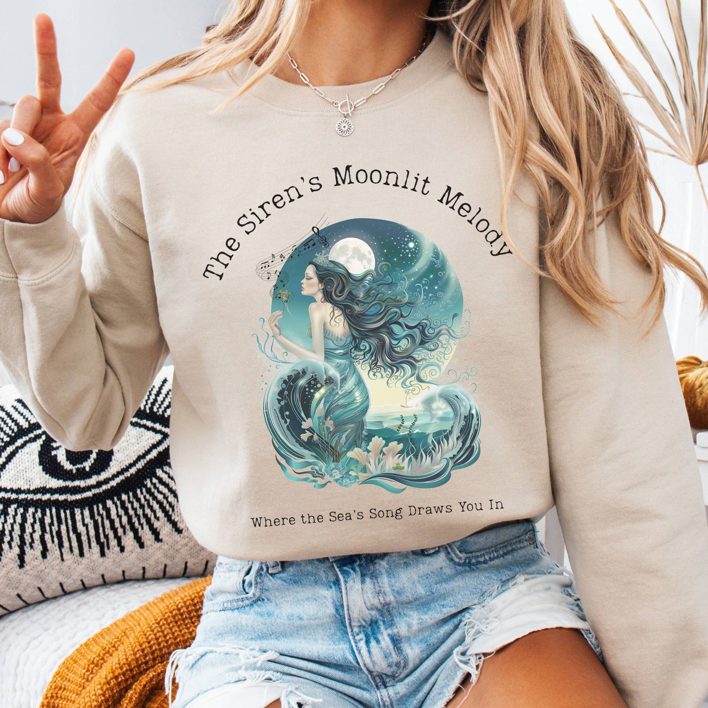Sweatshirt Sand / S The Siren’s Moonlit Melody Mythology Sweatshirt The Mystic Eden