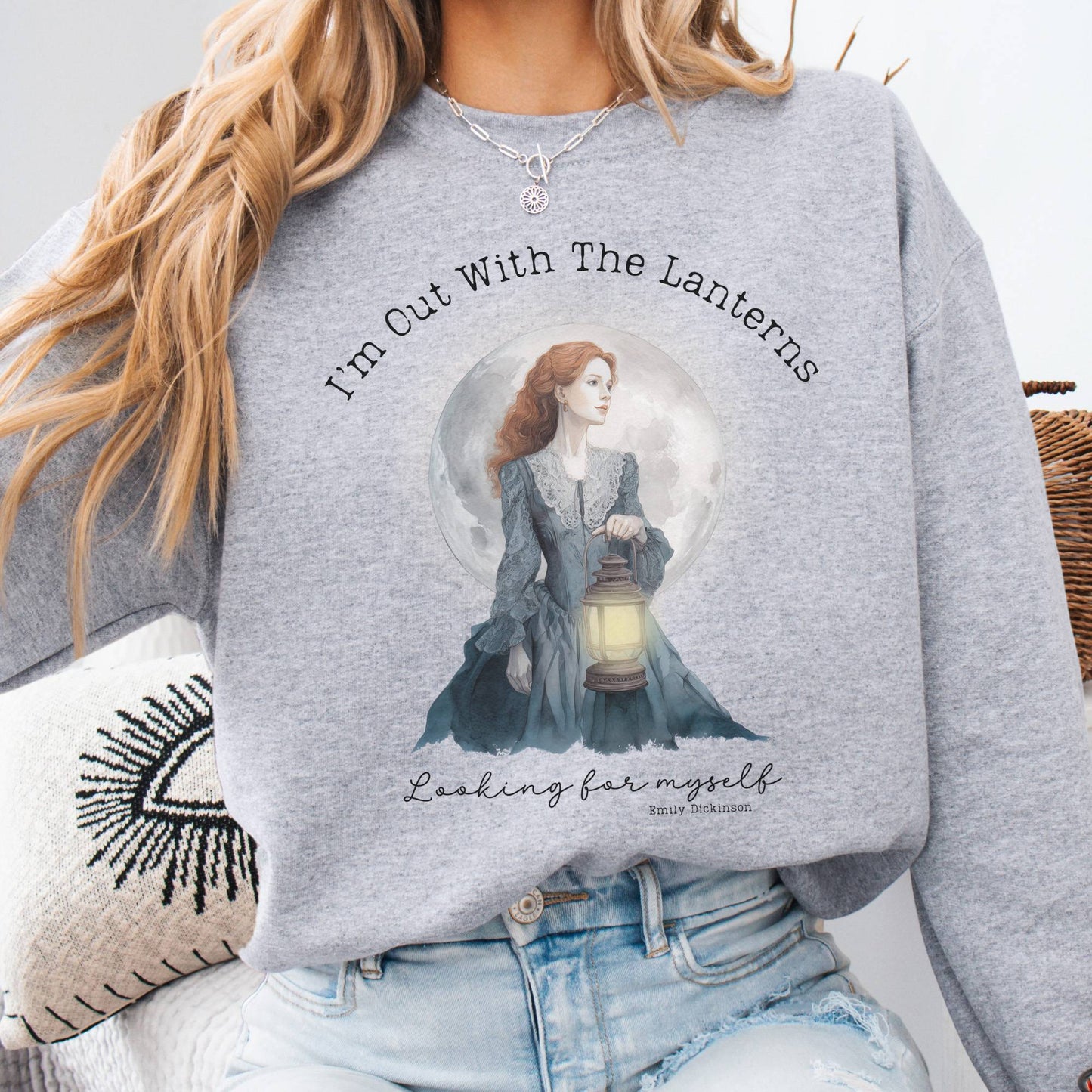 Sweatshirt Sport Grey / S I'm Out With The Lanterns Looking For Myself Emily Dickinson Sweatshirt The Mystic Eden