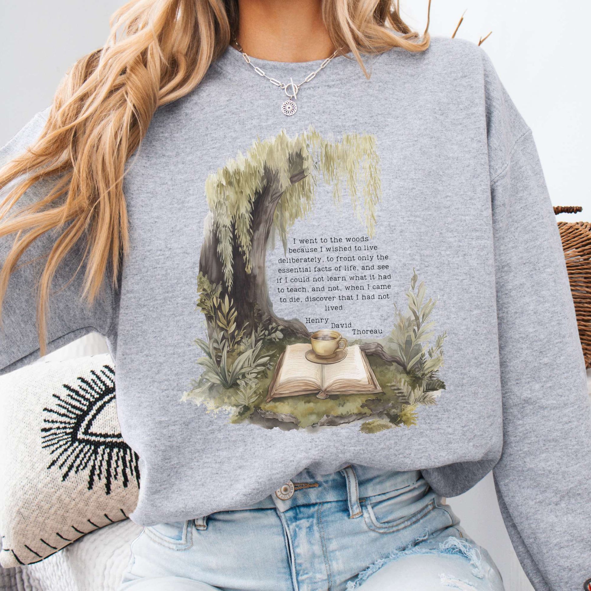 Sweatshirt Sport Grey / S I Went to the Woods Henry David Thoreau Sweatshirt The Mystic Eden