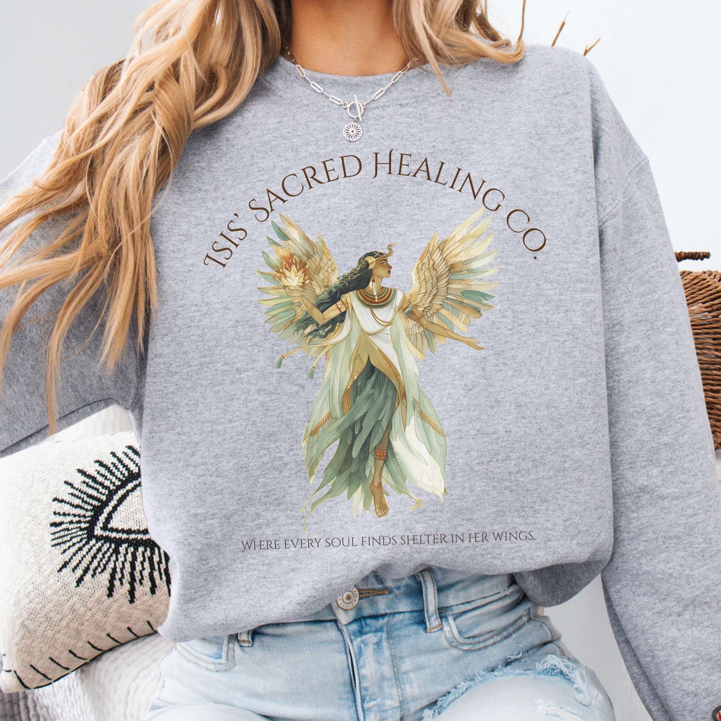 Sweatshirt Sport Grey / S Isis' Sacred Healing Co Egyptian Mythology Sweatshirt The Mystic Eden