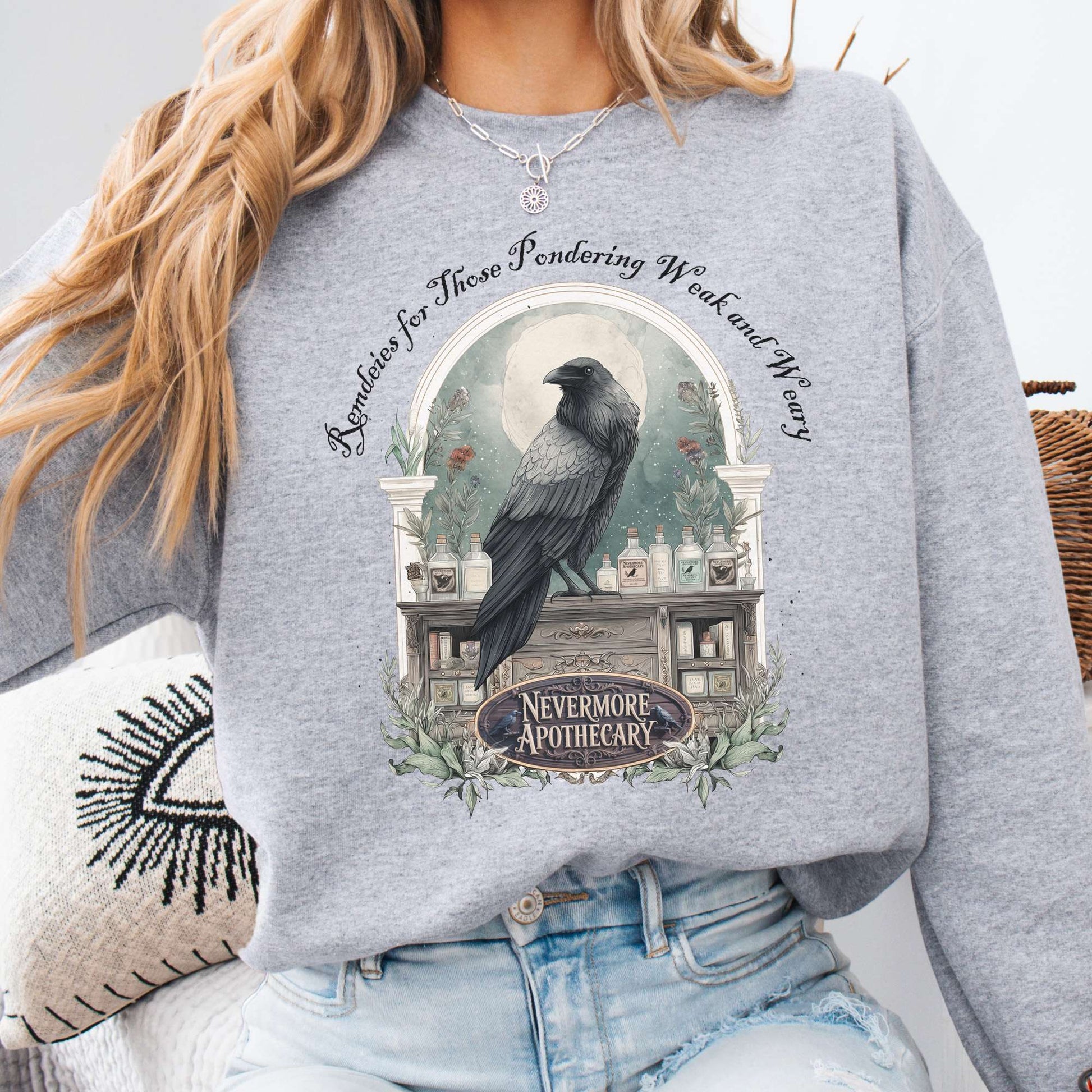 Sweatshirt Sport Grey / S Nevermore Apothecary Edgar Allan Poe Sweatshirt The Mystic Eden