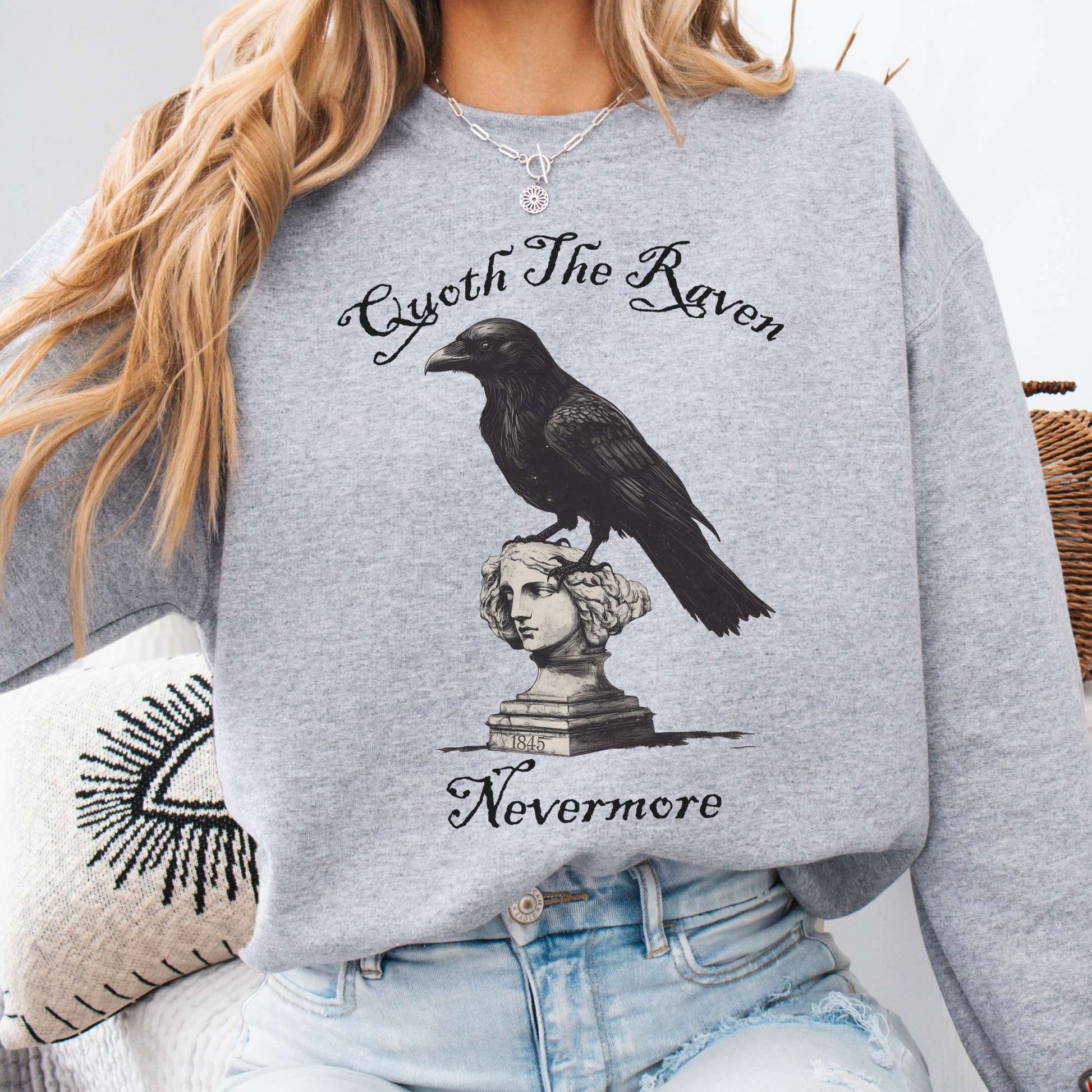 Sweatshirt Sport Grey / S Quoth the Raven Nevermore Poe Sweatshirt The Mystic Eden