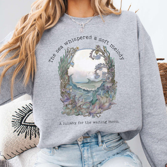 Sweatshirt Sport Grey / S Sea's Lullaby for the Waiting Moon Poetry Sweatshirt The Mystic Eden