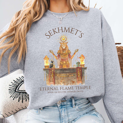 Sweatshirt Sport Grey / S Sekhmet's Eternal Flame Temple Egyptian Mythology Sweatshirt The Mystic Eden