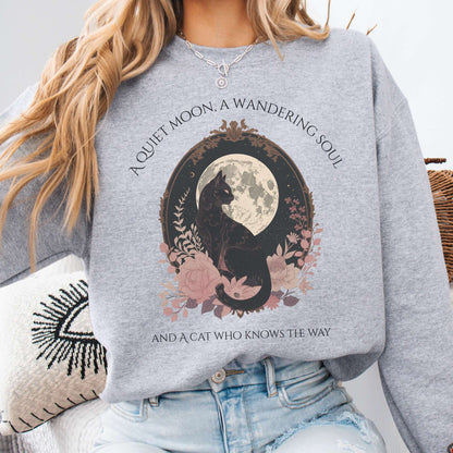 Sweatshirt Sport Grey / S The Cat Who Knows the Way Poetry Sweatshirt The Mystic Eden