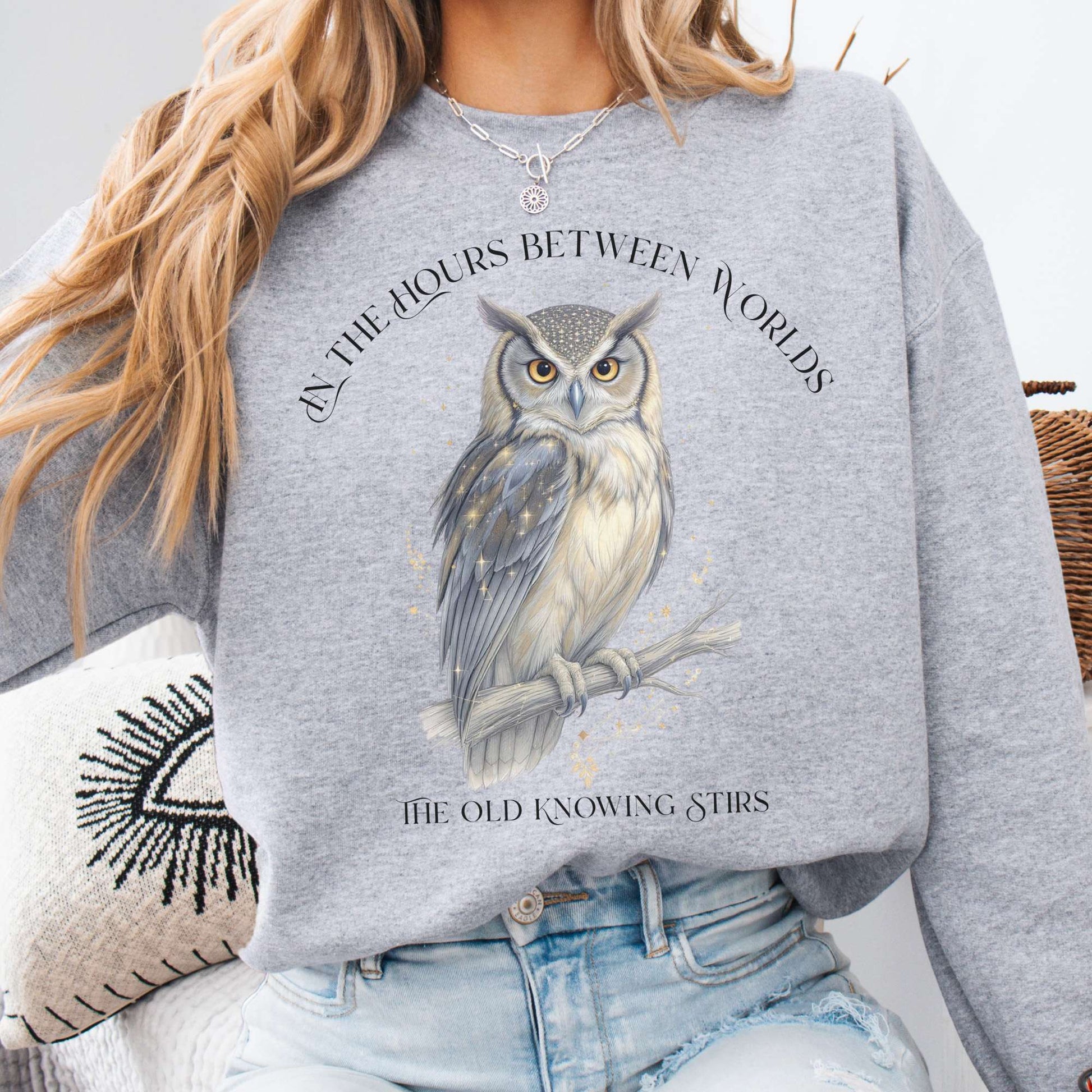 Sweatshirt Sport Grey / S The Old Knowing Stirs Mystical Owl Sweatshirt The Mystic Eden