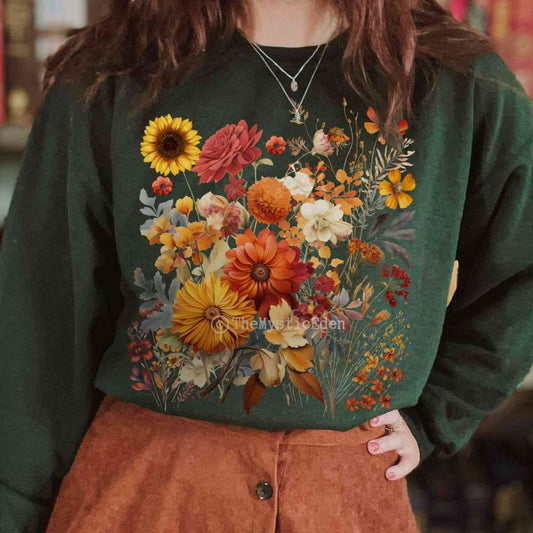 Sweatshirt Vintage cottagecore fall aesthetic floral sweatshirt The Mystic Eden