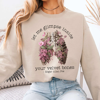 Sweatshirt Vintage Edgar Allan Poe sweatshirt - Let me glimpse inside your velvet bones The Mystic Eden