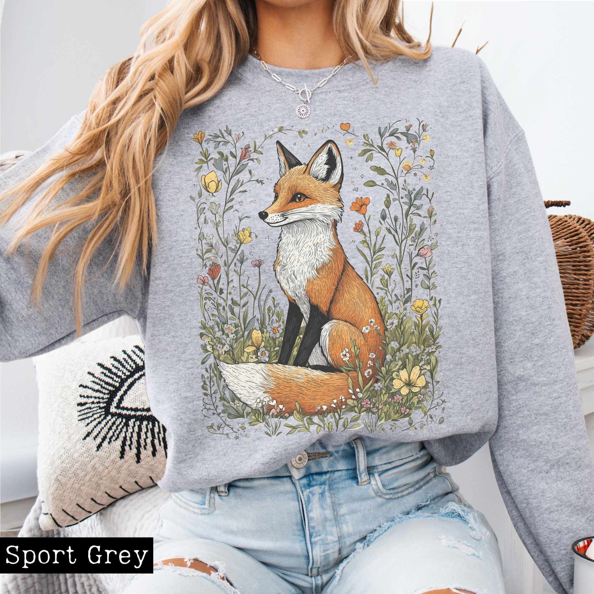 Sweatshirt Vintage Happy Fox Cottagecore Sweatshirt The Mystic Eden