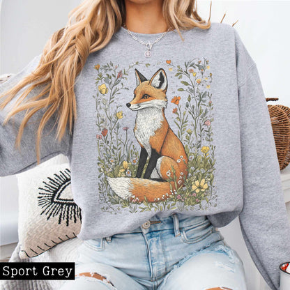 Sweatshirt Vintage Happy Fox Cottagecore Sweatshirt The Mystic Eden