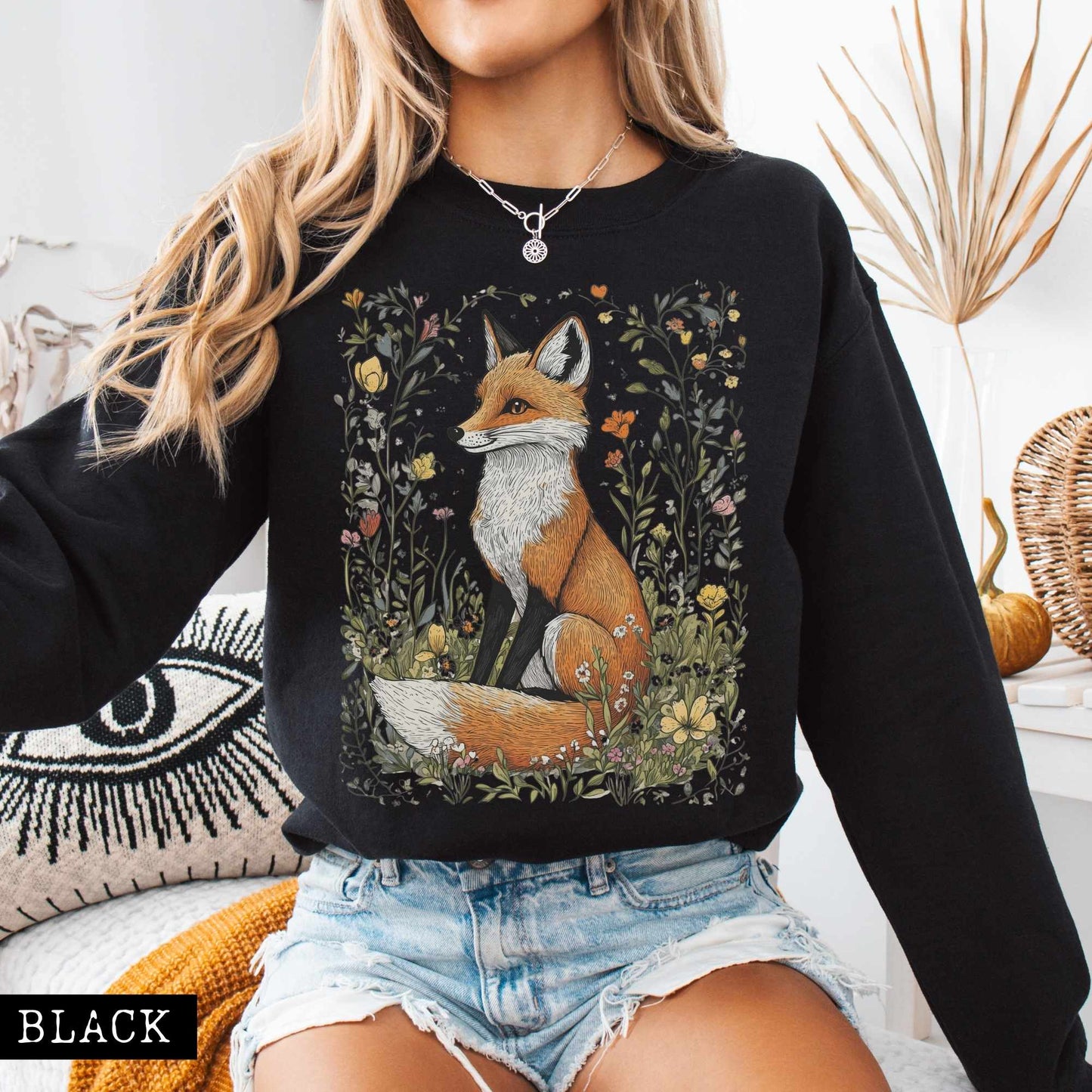 Sweatshirt Vintage Happy Fox Cottagecore Sweatshirt The Mystic Eden