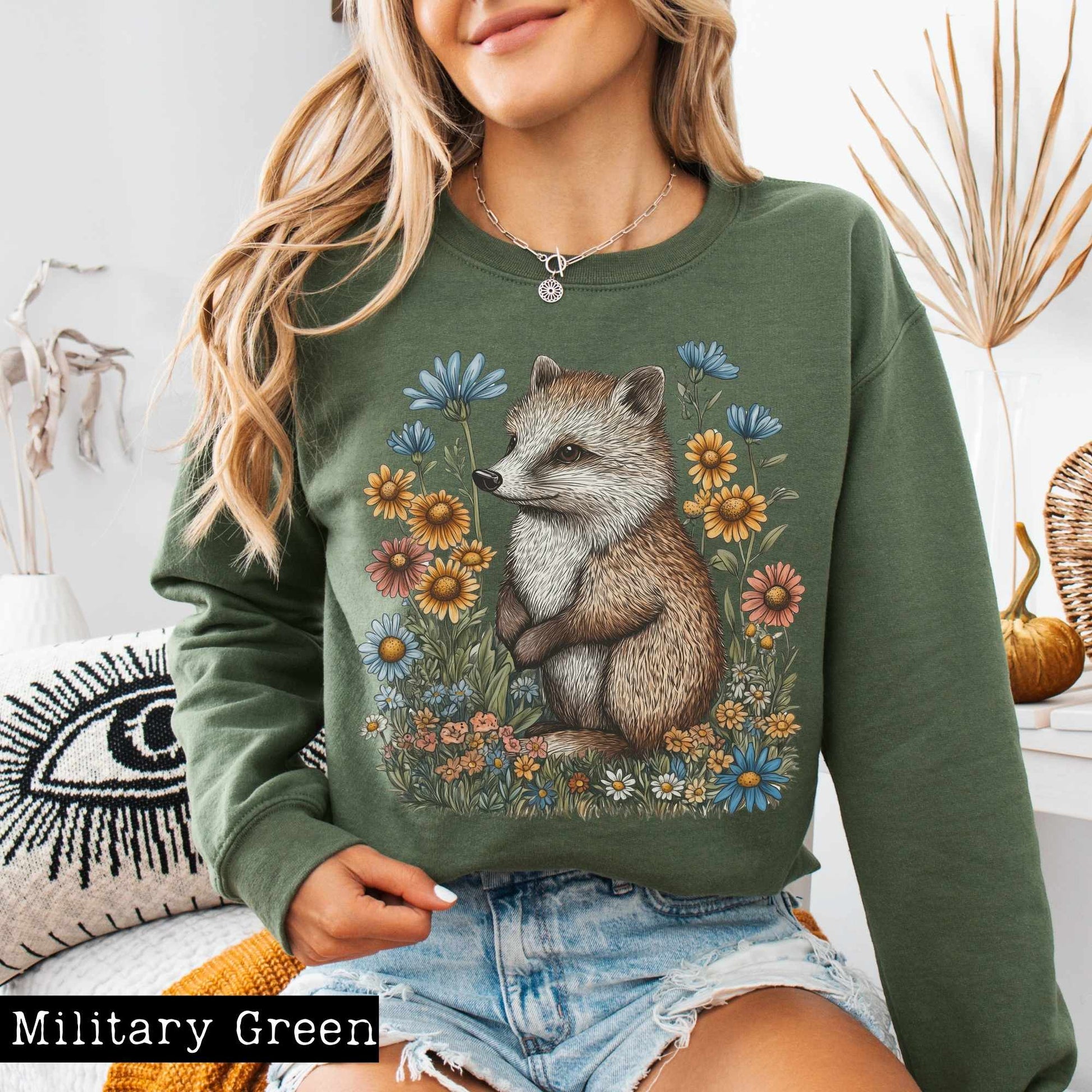 Sweatshirt Vintage Line Art Hedgehog Cottagecore Sweatshirt The Mystic Eden