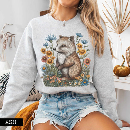 Sweatshirt Vintage Line Art Hedgehog Cottagecore Sweatshirt The Mystic Eden