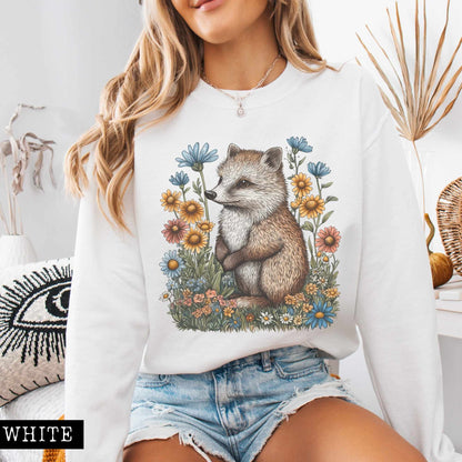 Sweatshirt Vintage Line Art Hedgehog Cottagecore Sweatshirt The Mystic Eden