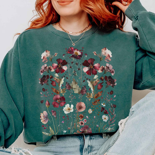 Sweatshirt Vintage Maroon Floral Sweatshirt The Mystic Eden