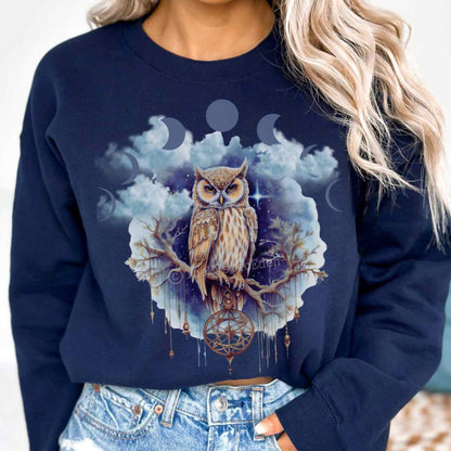 Sweatshirt Vintage Mystical Owl Sweatshirt The Mystic Eden