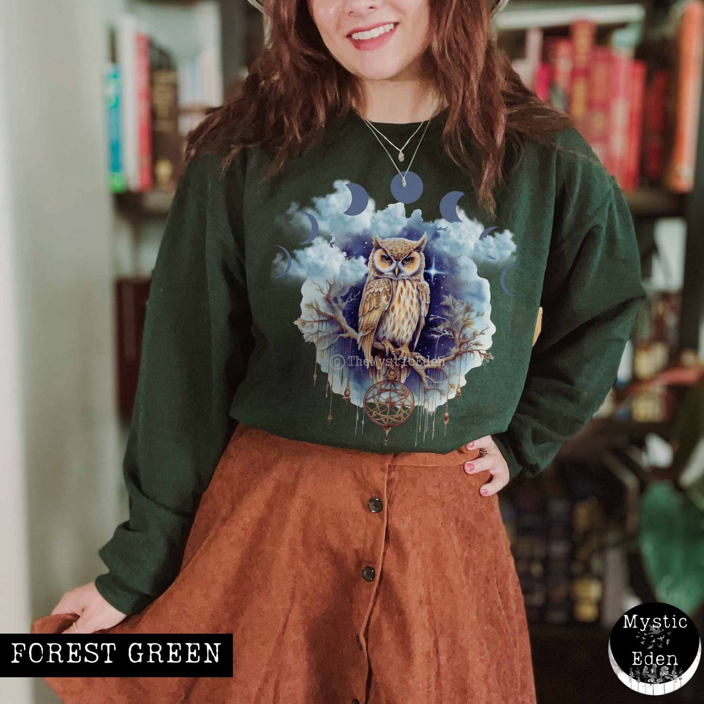 Sweatshirt Vintage Mystical Owl Sweatshirt The Mystic Eden