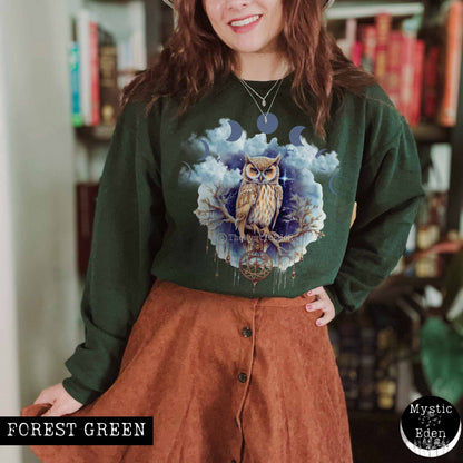 Sweatshirt Vintage Mystical Owl Sweatshirt The Mystic Eden